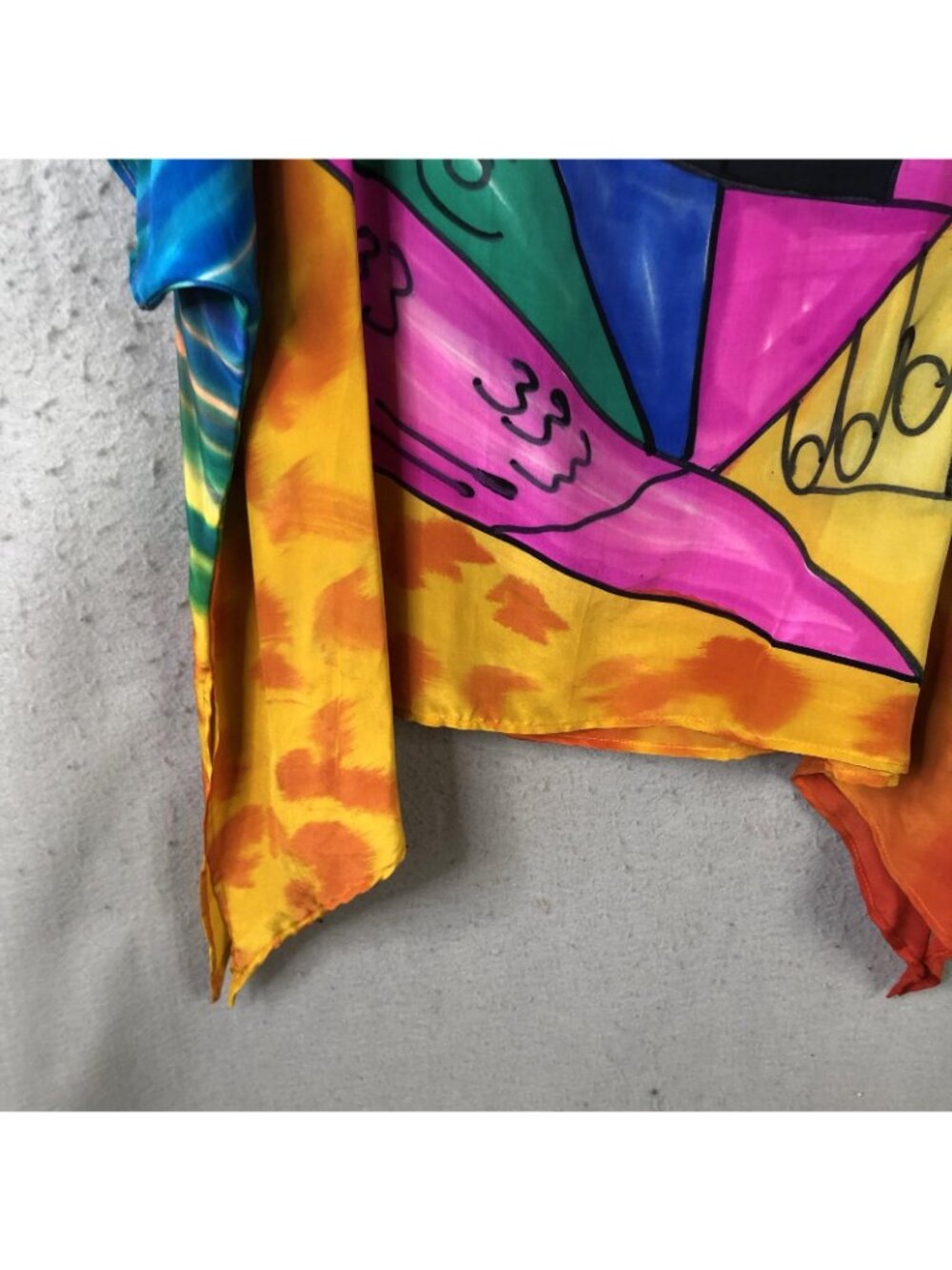 Dilemma Tunic Top Womens One Size Multicolor Abstract Silk Artsy Boho Oversized - Picture 11 of 16